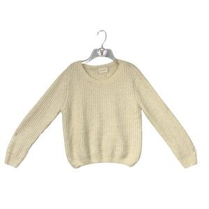 Dreamers Cream Fuzzy Waffle Knit Sweater S/M Soft Cozy‎ Neutral Pullover